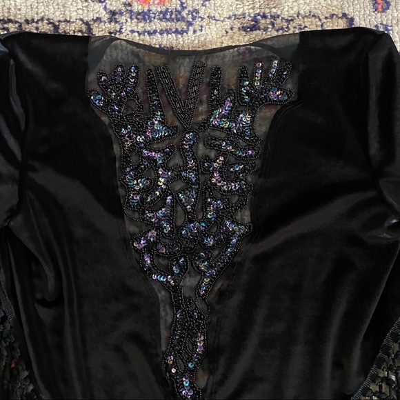 Free people black fringe sequin open top - Picture 2 of 4